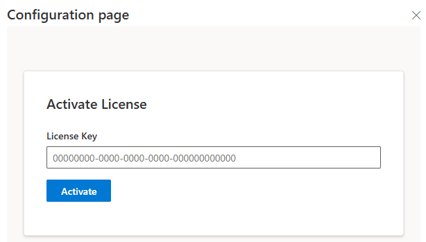 Activate License configuration page
